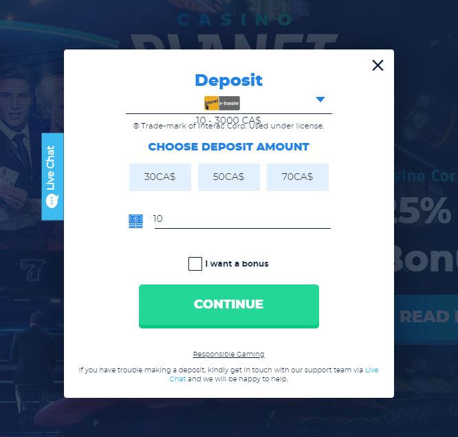 casino planet banking
